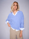 Mos mosh Thora V-Neck Knit Hydrangea