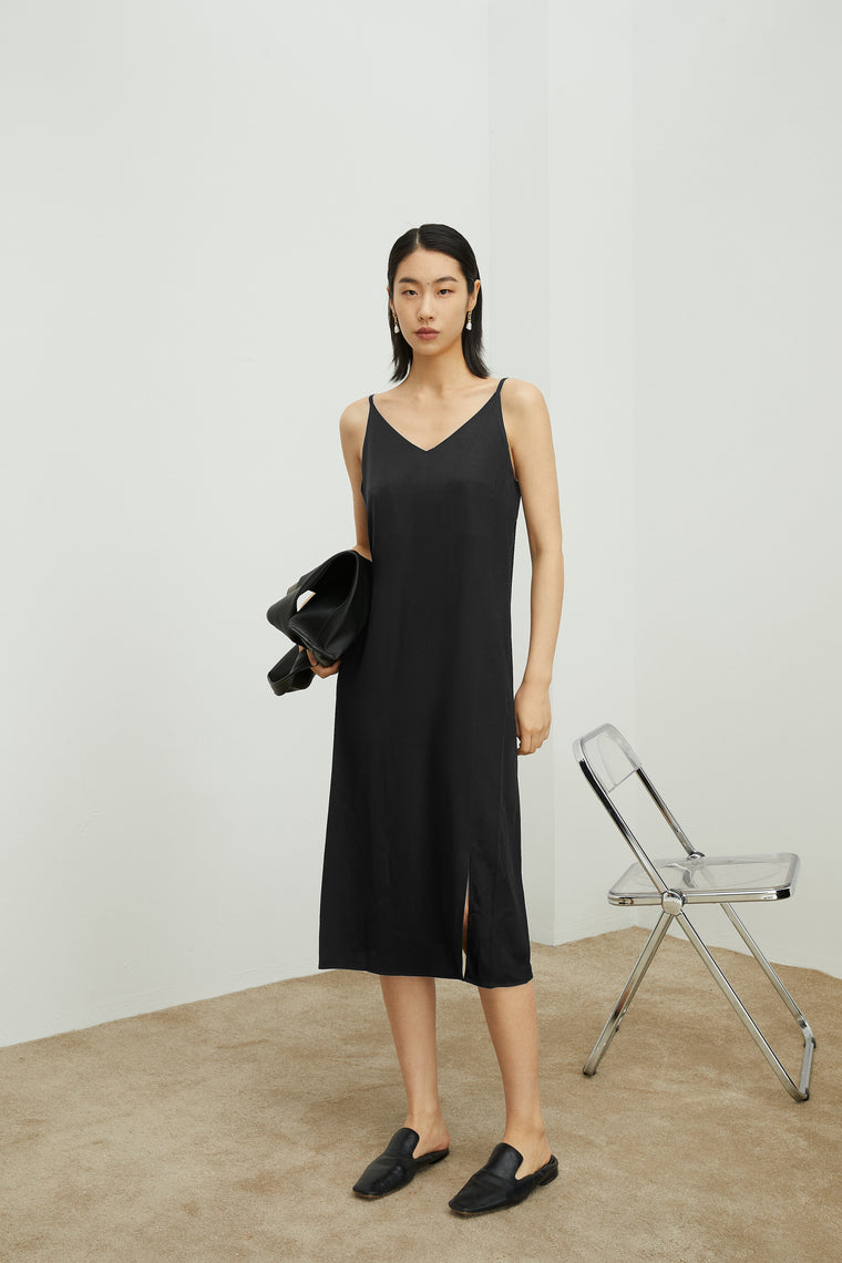 MM Black Midi Silk Dress