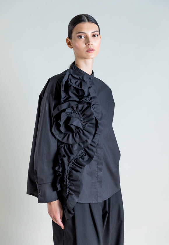 Psophia Black Ruffell Shirt 2041