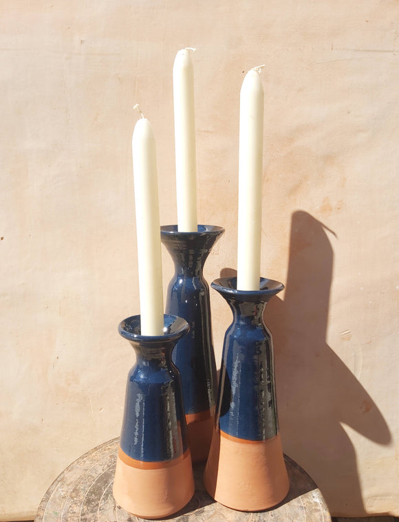 Candlestick Set Blue/Terracotta