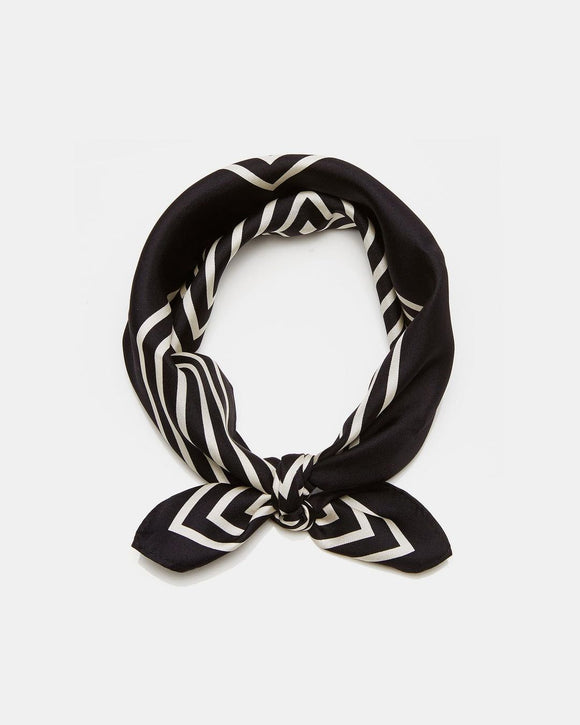 Lescarf Striped Black Silk Scarf 50CM