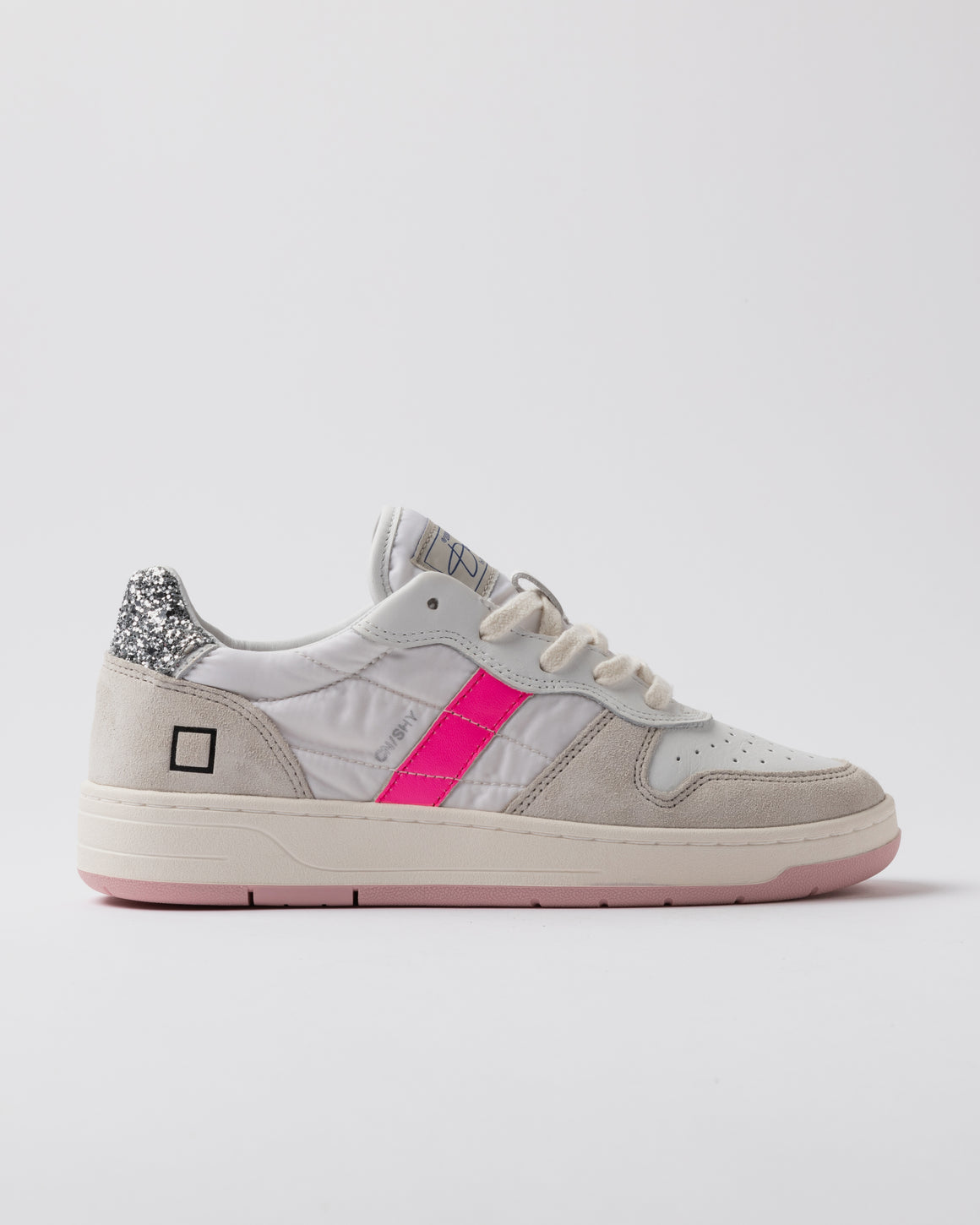 D.A.T.E. Sneakers Court Shiny White Fuchsia