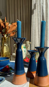 Candlestick Set Blue/Terracotta