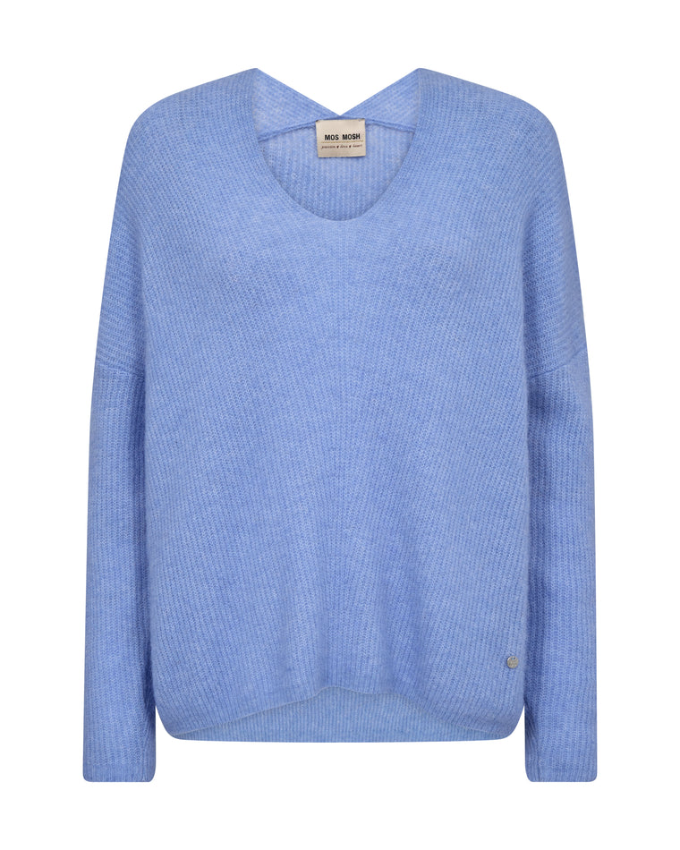 Mos mosh Thora V-Neck Knit Hydrangea